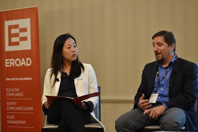 On Oct. 24 at the EROAD user conference, Joe DeLorenzo (right), FMCSA director, office of enforcement, said the agency is moving quickly on its HOS rule proposal.