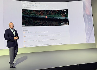 Friedrich Baumann, Navistar’s president of aftersales, showcases International 360’s web interface.