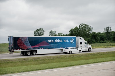ZF OnTraX uses a camera to help keep the truck in its lane.