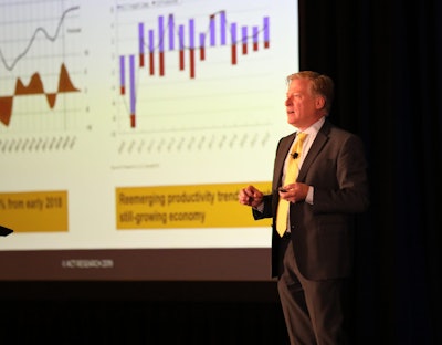 “Tariffs have been the driver in slowing down the entire global economy,” says Kenny Vieth of ACT Research. He spoke Tuesday at the CCJ Solutions Summit in Scottsdale, Arizona.