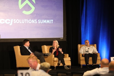 CCJ Editor Jason Cannon moderated a panel with Amanda Schuier from Quality Transport and John Miller with Plains Dedicated in Scottsdale, Nov. 18.