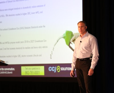 Al Barner, senior vice president of strategic fleet solutions for Fleet Advantage, spoke Tuesday at CCJ’s Solutions Summit in Scottsdale, Arizona.