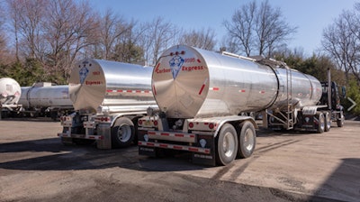 Carbon Express semi trucks parked