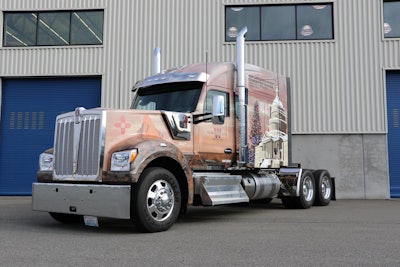 A custom-wrapped Kenworth W990 will haul the U.S. Capitol Christmas Tree from Carson National Forest in New Mexico to the U.S. Capitol Building in Washington, D.C.