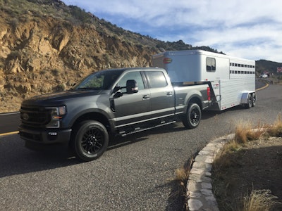 2020 Ford F-250 Lariat at the crest of a 6 percent hill climb during a recent media event near Phoenix, Ariz. The work came easy for the new 7.3 V8 and new 10-speed TorqShift transmission.