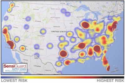 Cargo theft volumes increased in 2019, with the most thefts occurring in California, Texas and Georgia.