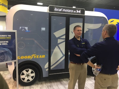 Goodyear displayed Olli, an electric AV created by Local Motors which Goodyear partnered with in 2019.