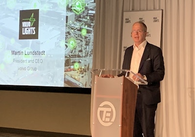 Volvo Group President and CEO Martin Lundstedt speaks at the LIGHTS Innovation Showcase Tuesday.