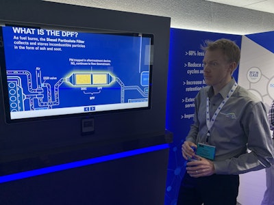 In its traveling lab, James Booth, commercial sector manager at Chevron, can walk attendees through the various components of a truck and how proper fluids affect their lifecycles.