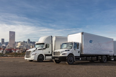 The Freightliner eM2 106 and Freightliner eCascadia.