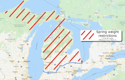 Michigan DOT has expanded its seasonal weight restrictions for trucks.