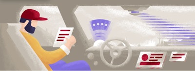 A driver reviewing a checklist to inspect a vehicle