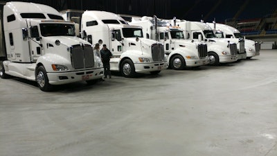 SOS Transportation at the Fargodome in North Dakota. Olson has hauled for some of the biggest names in the music industry and hopes to again soon.