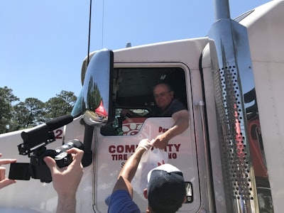 Employees from Overdrive’s parent company, Randall-Reilly, teamed up with Chick-fil-A employees to hand out free lunches to truck drivers in Tuscaloosa, Alabama, Tuesday.