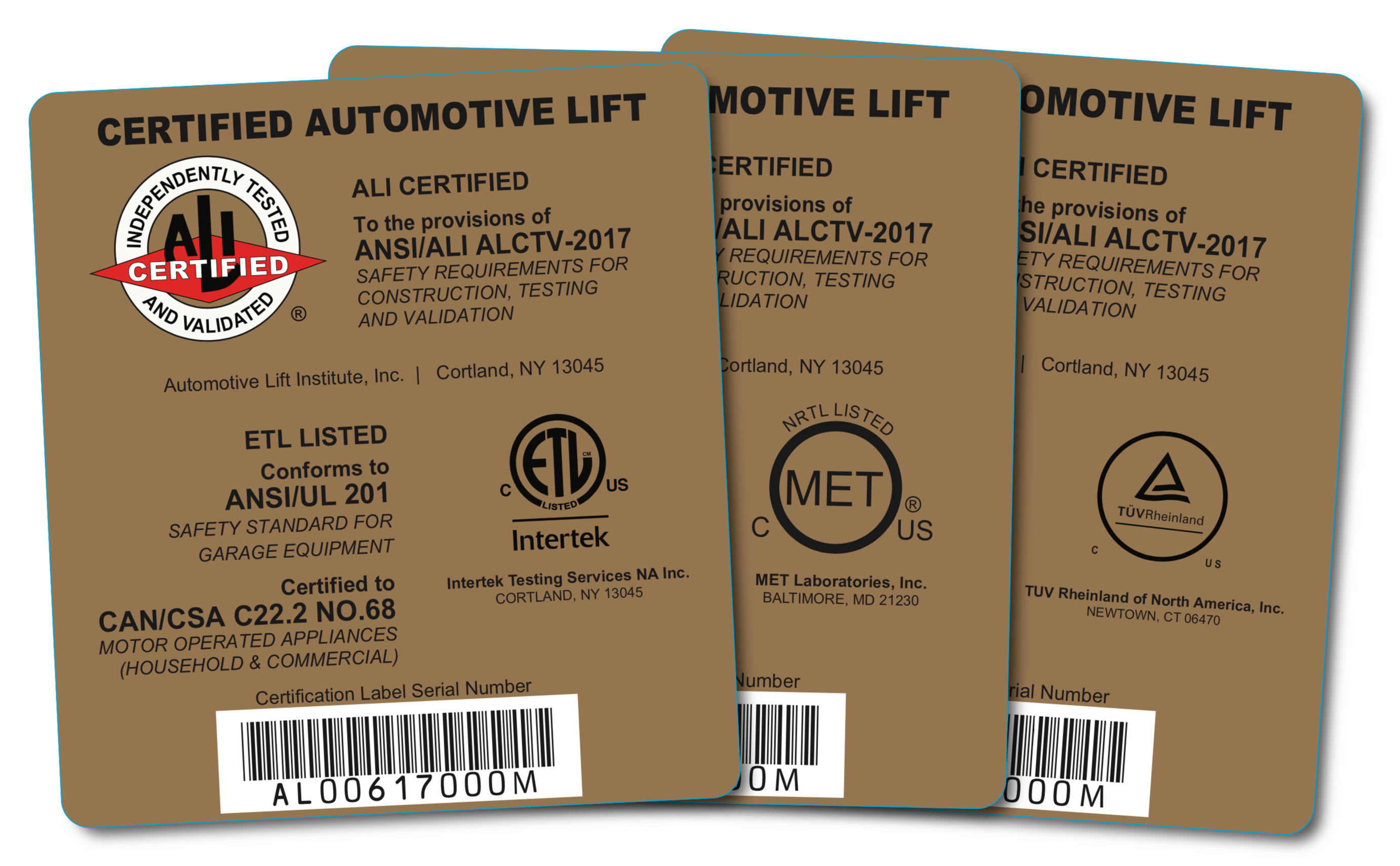 certified automotive lift gold label certifications