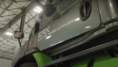 An onboard natural gas generator charges up the truck’s battery pack which eliminates the need for charging infrastructure.