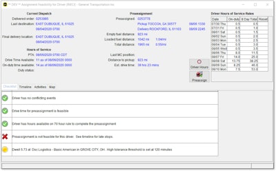 McLeod’s Loadmaster TMS system has a “feasibility engine” that gives instant “yes/no” or “maybe” answers that show potential conflicts based on drivers’ HOS and other constraints.