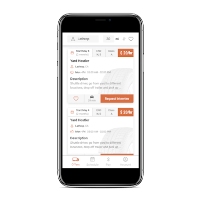 Drivers use Haul’s mobile driver app to look for their next work assignment.