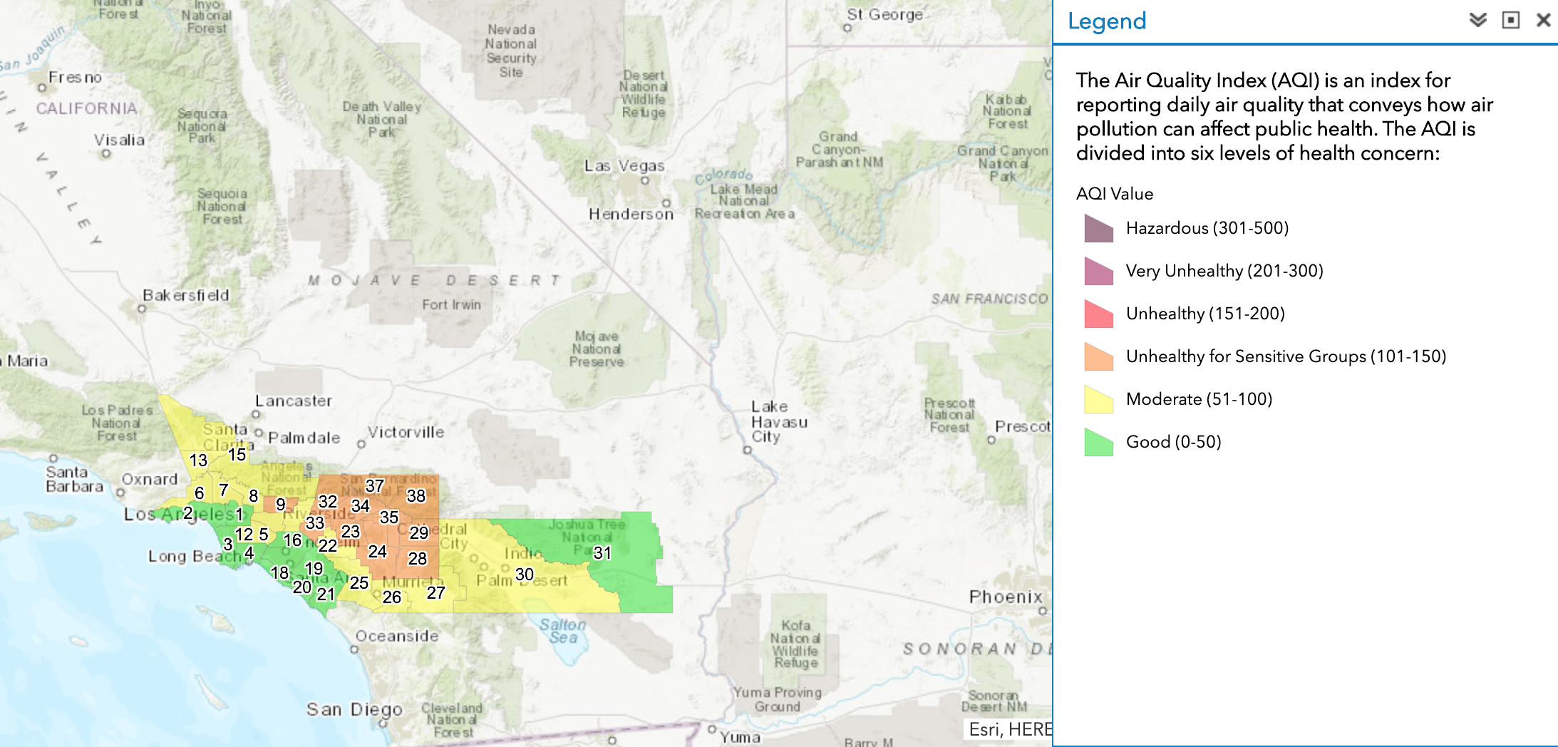 California air quality index map