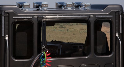 An optional three-piece rear window is 77% larger compared to the Western Star 4900.