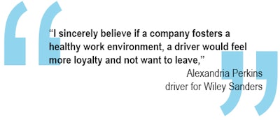 Quote from Wiley Sanders truck driver Alexandria Perkins