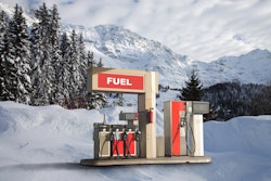 Fuel pumps in a snowy location