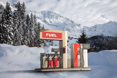Fuel pumps in a snowy location