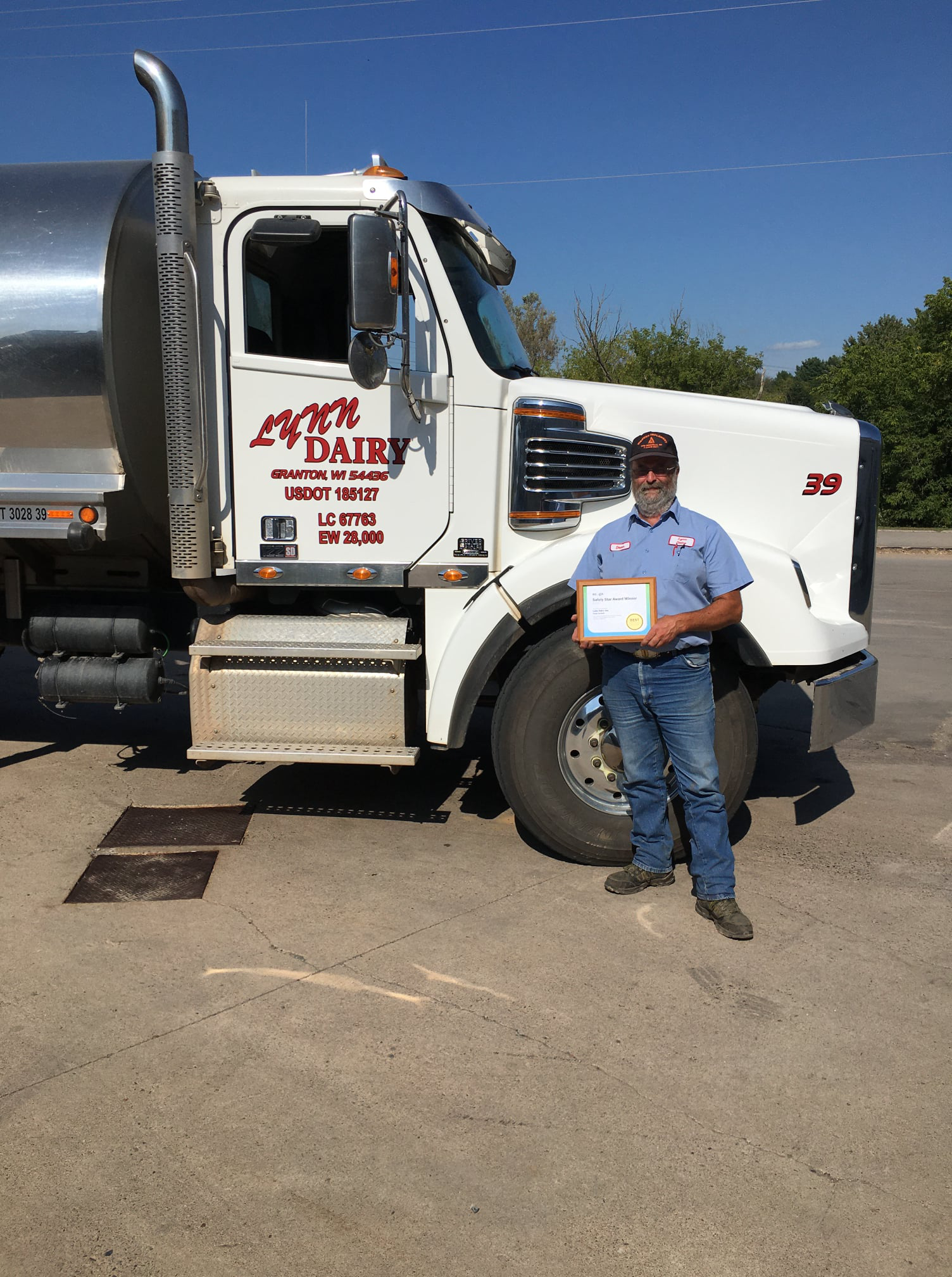 Lynn Dairy truck safe driver award Azuga