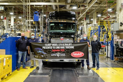 Peterbilt delivered its 10,000th 579 UltraLoft to Minnesota-based Long Haul Trucking.