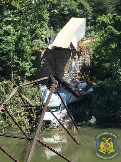 The driver of the 2020 Freightliner Cascadia, owned by Stutsman Transportation, said he had been following a GPS when he drove onto the historic Pentecostal Bridge in Westphalia, Missouri.