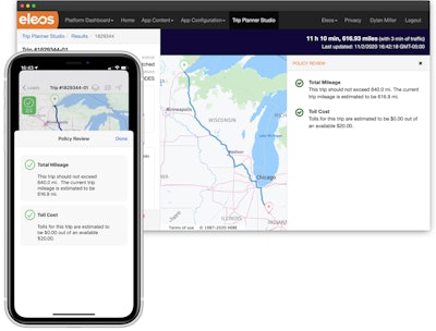 Eleos has added new trip planning tools to its mobile app that give fleets greater control over load profitability and drivers more flexibility in trip planning.