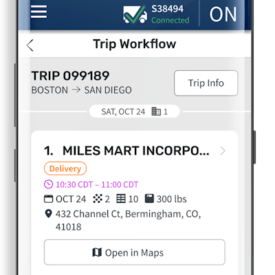Maven Machines trip workflow interface