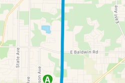 map with route from point A to point B in driver monitoring app