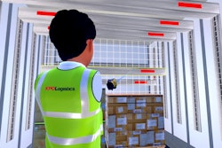 Rendering of an XPO Logistics user moving beams in VR