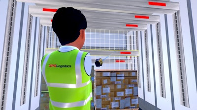 Rendering of an XPO Logistics user moving beams in VR