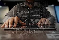 Man using touchscreen keyboard