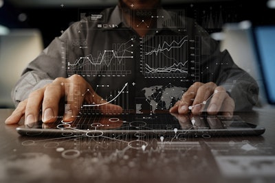 Man using touchscreen keyboard