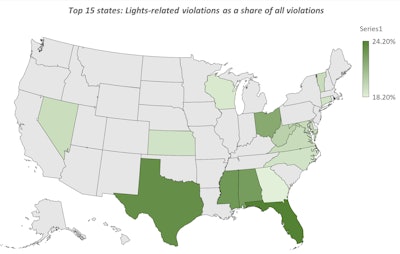 2019 top 15 for light related violations map