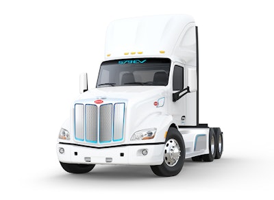 Peterbilt reports that its 579EV Day Cab is ideal for short-haul and drayage applications.