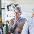 A group of team members discussing work