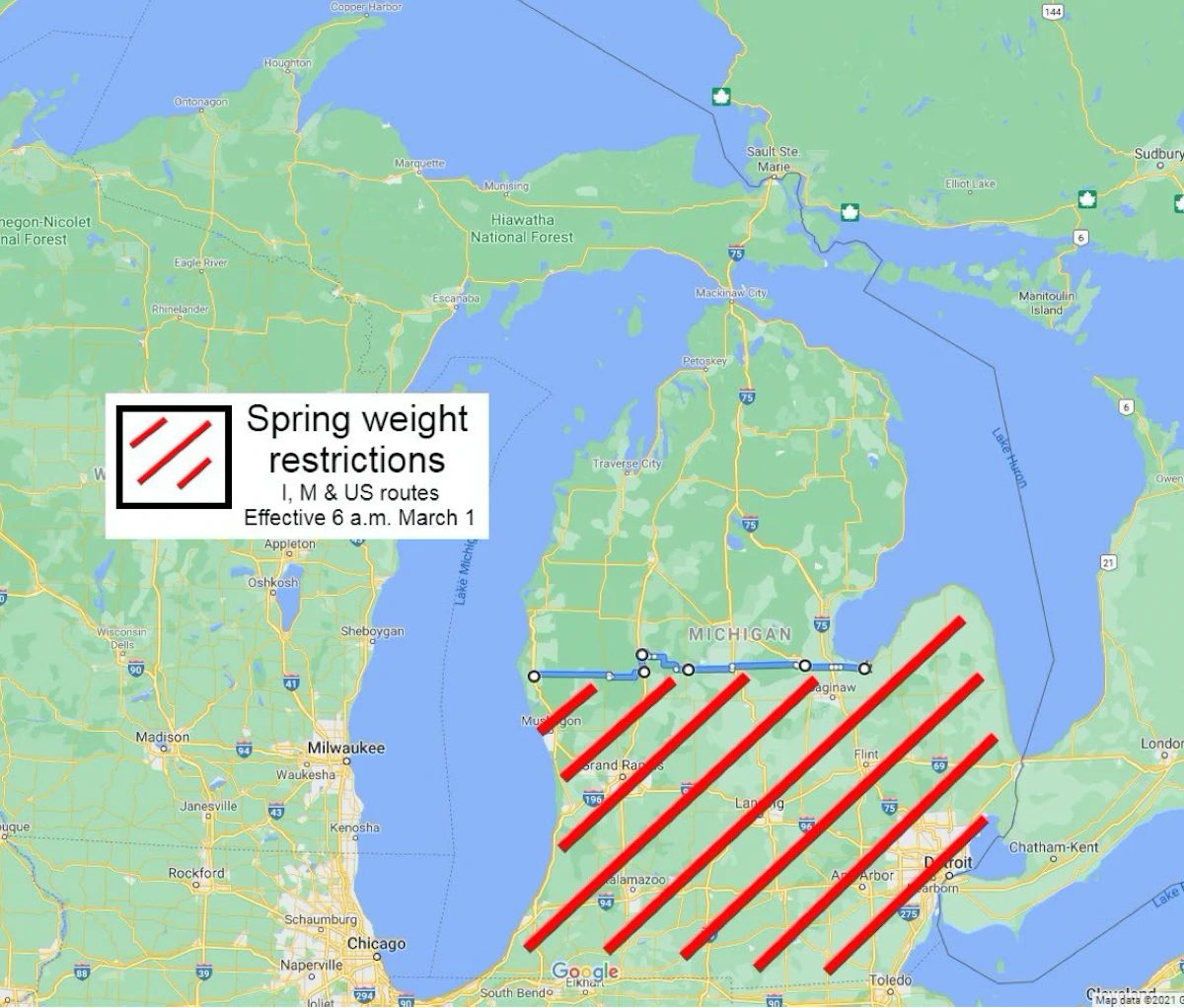 Spring weight restrictions enacted in Michigan - Vimarsana News