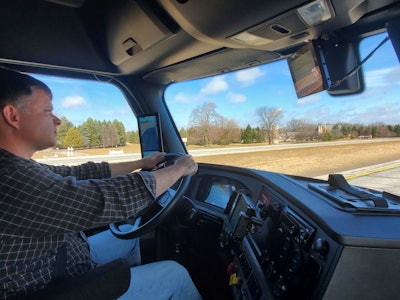 CCJ Chief Editor Jason Cannon gets familiar with MirrorEye during a test drive last spring.