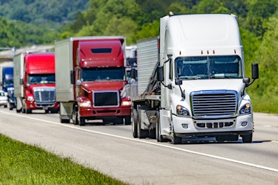 Semi-trucks on a highway