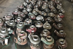 turbochargers sitting on a warehouse floor