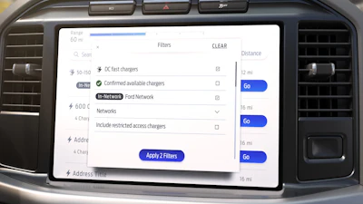 Ford's Intelligent Range system keeps a close eye on available range relative to towing, payload, terrain, weather and other factors. Chargers can be located through Ford's Charging Network.