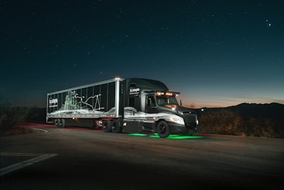 self driving truck animation at night