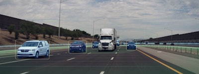 truck animation with self driving truck on roadway