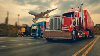 truck, train, and plane modes of delivery