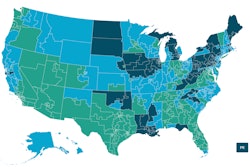 Map of states and congressional districts ranked by structurally deficient bridges