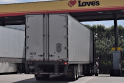truck at Loves truck stop fuel pump
